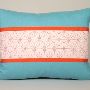 Sashiko Stitched Pillow: Upcycled Obi, Geometric Hemp Leaf Design