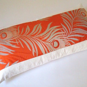 Peacock Feather Lumbar Pillow Cover: Vintage Japanese Obi Silk