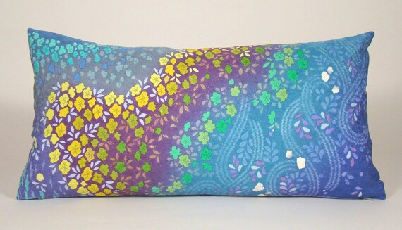 Japanese Shibori Kimono Swirling Rainbow Blossom Pillow Cover Etsy