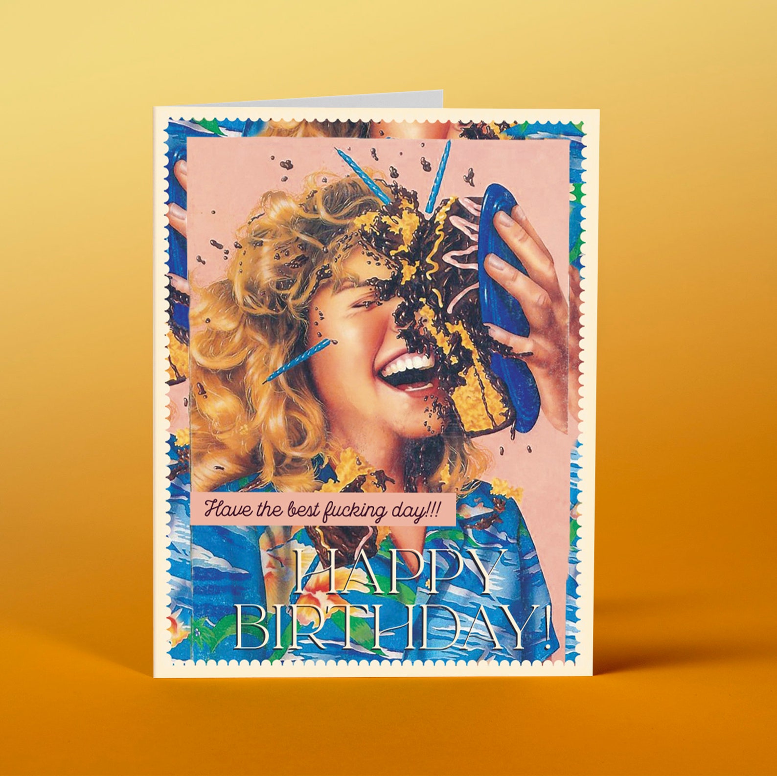 CAKE FACE GIRL Funny Cards/hilarious Notecards/blank Inside Unique