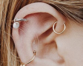 2 x Silver Cartilage Earring Forward Helix Ring Hoop  Septum/Nose/Cartilage/Helix/Tragus Ring Hoop Nose Hoop, Nose Ring Nose stud