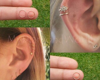 Tiny Forward Helix Cartilage Earring, Helix Ring Hoop, Simple Cartilage Ring, Custom Size - 6mm, 7mm, 8mm, 9mm 10mm