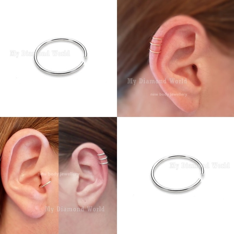 8mm 22 Gauge Cartilage Earring Helix Ring Hoop Simple Etsy