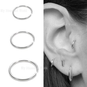 22g Tragus Ring, Forward Helix Cartilage Earring, Helix Ring Hoop, Simple Cartilage Ring, Custom Size - 6mm, 8mm, 10mm