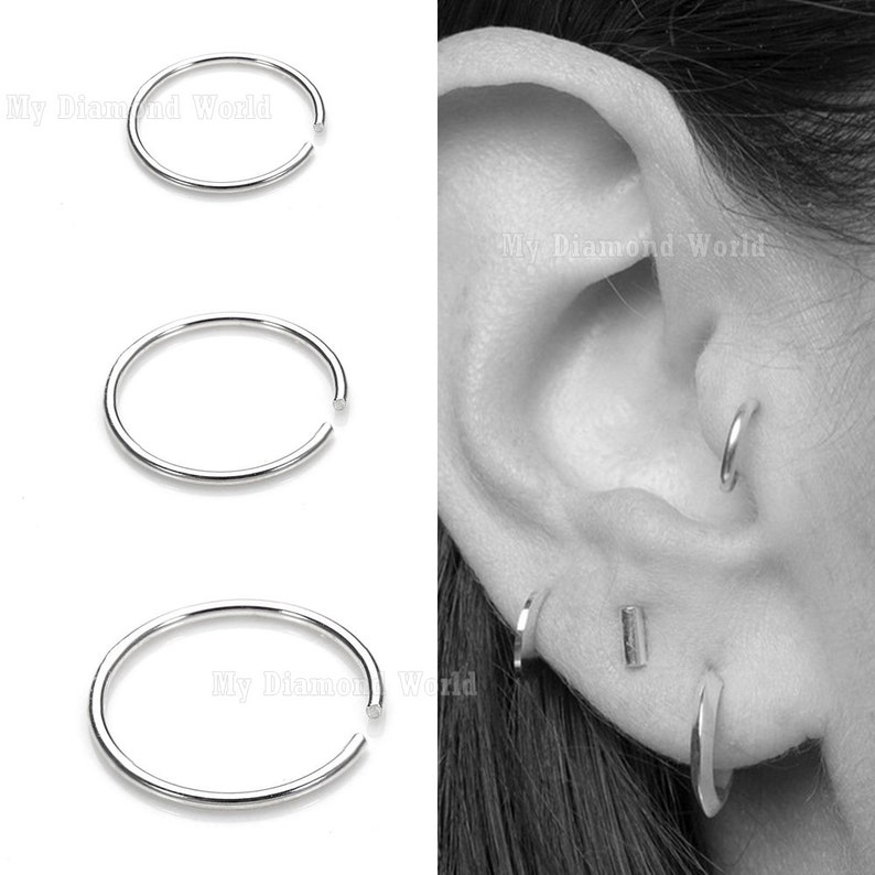 Forward Helix Cartilage Earring Simple Cartilage Ring Helix Ring Hoop 20g Tragus Ring 10mm 6mm Custom Size 8mm