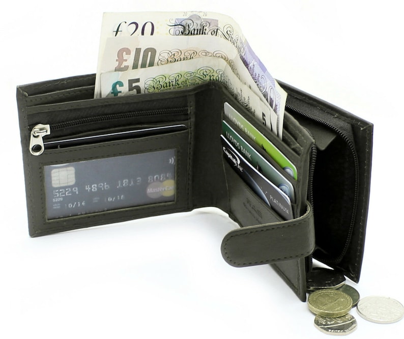 Personalised Mens Bifold Zip Slim Wallet with RFID Blocking Slim Mens Wallet with coin pocket & RFID blocking Men Real Leather| RFID Wallet 
