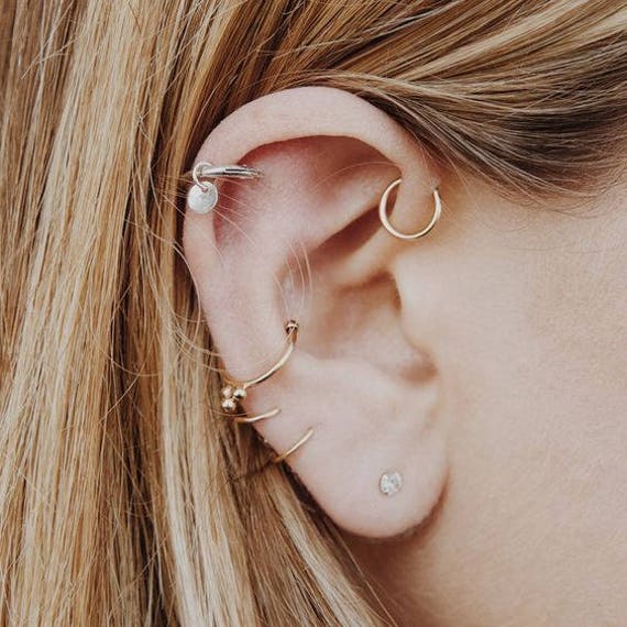 18ct Solid Gold Small Cartilage Helix Earring Hoops 6mm By Wild Fawn  Jewellery  notonthehighstreetcom
