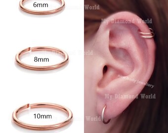 22g Custom Sized Rose Gold Cartilage Earring Helix Ring Hoop  Septum/Nose/Cartilage/Helix/Tragus Ring Hoop Nose Hoop, Nose Ring