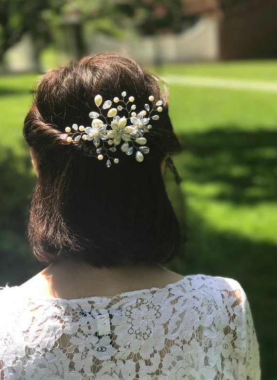 Wedding Hair Comb, Pearl and Crystal Hair Comb, Pearls Vine 