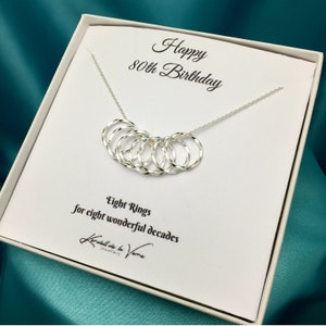 80th Birthday Gift Necklace, Sterling Silver Eight Circles Necklace, Gift For Her, Sister, Mom, Grandma, Great Grandma, Aunt, Friend