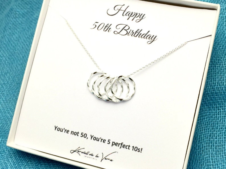 Grandma Mom Friend 50th Birthday Necklace Aunt Gift For Her Five Circles Necklace 50th Birthday Present Sister