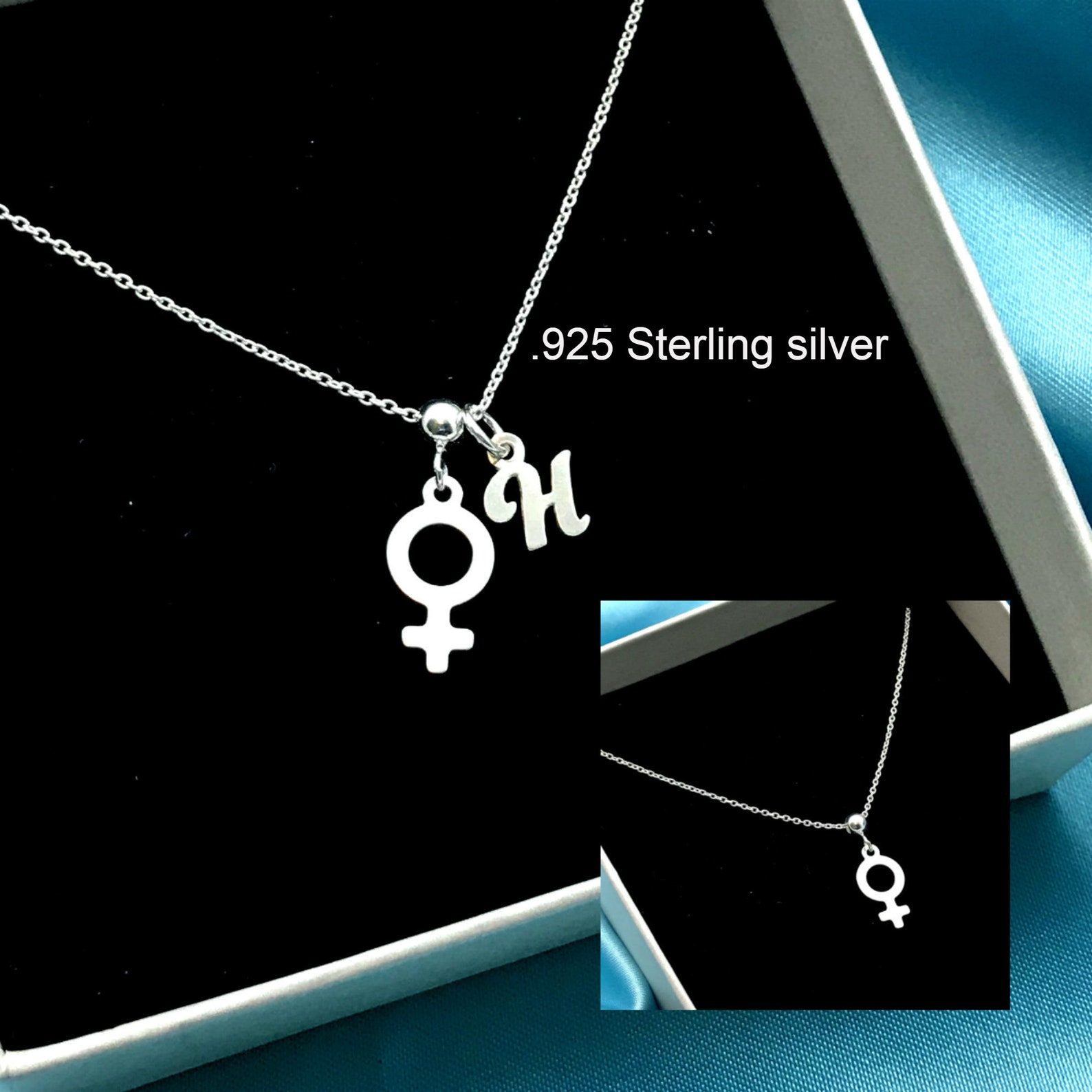 Female Symbol Necklace, Venus Symbol Necklace, Sterling Silver Feminism