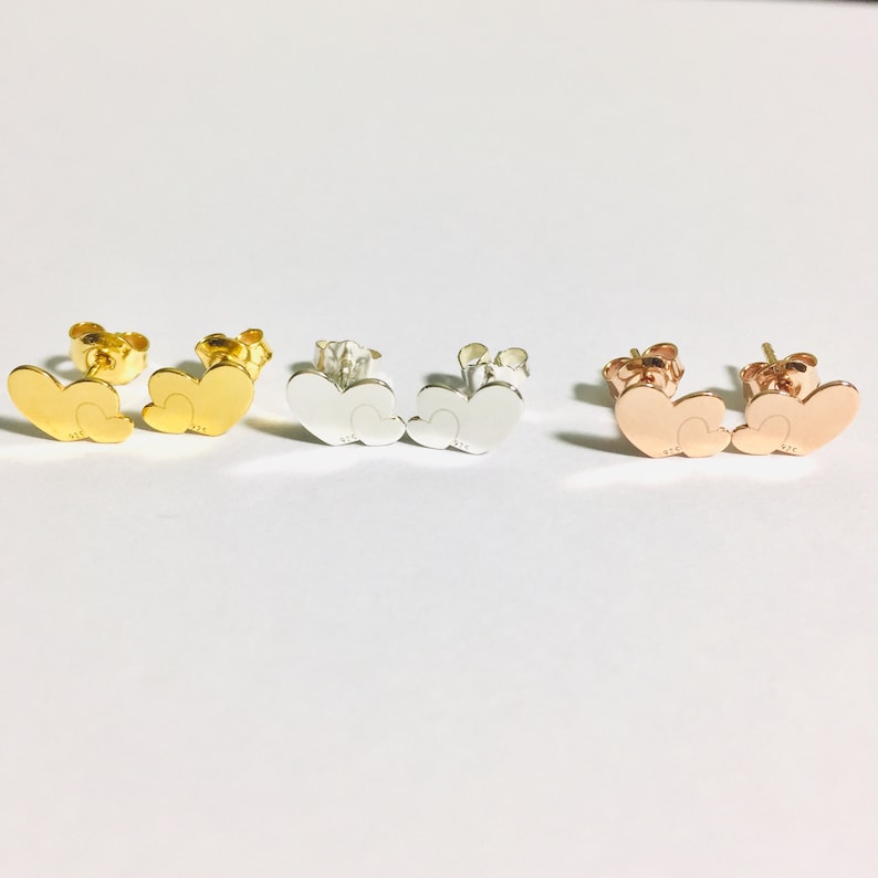 24K Gold Plated Earrings 18K Rose Gold Plated Ear Studs Sterling Silver Heart Studs Star Earrings