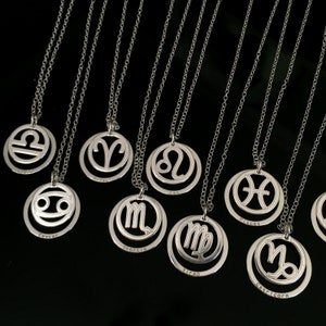 Sterling Silver Zodiac Necklace, Birthday Gift for Her, Choose Star Sign