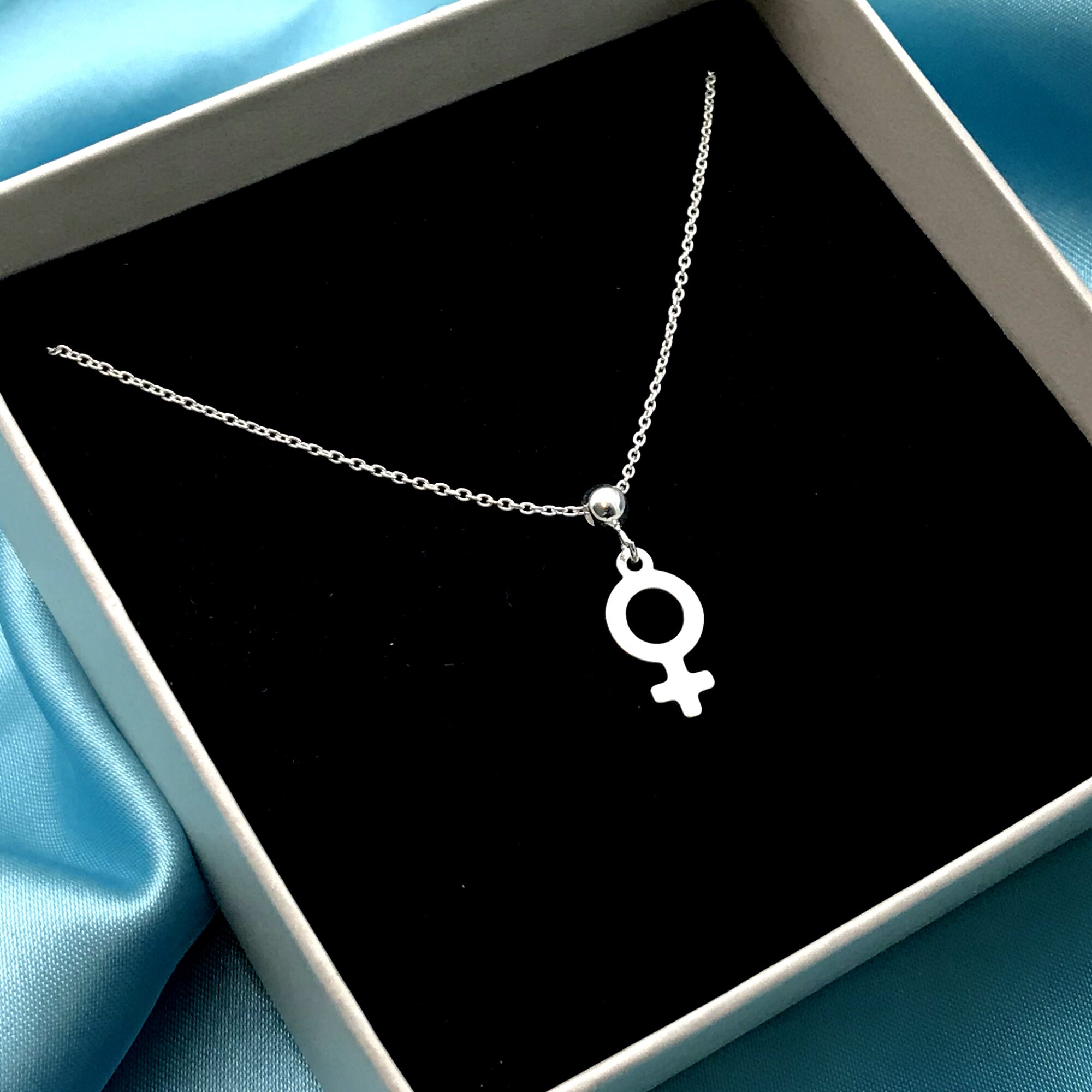 Female Symbol Necklace Venus Symbol Necklace Sterling Silver Etsy UK