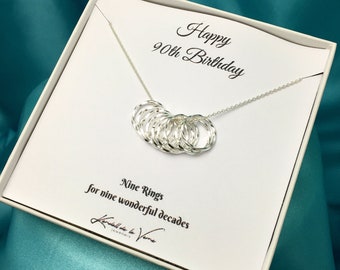 90th Birthday Gift: Sterling Silver Nine Circle Necklace