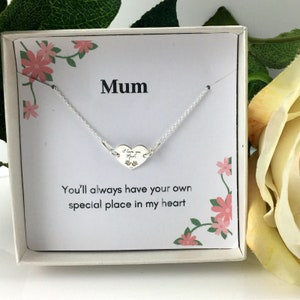 Collier de maman gravé en argent sterling, collier coeur délicat, plaqué or rose 18 carats. Plaqué or 24 carats, cadeau d&#39;anniversaire pour maman, bijoux en argent
