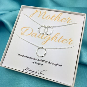 Mother Daughter Necklace Set, Sterling Silver Necklace, Mother Necklace, Daughter Jewellery, Circle Necklace