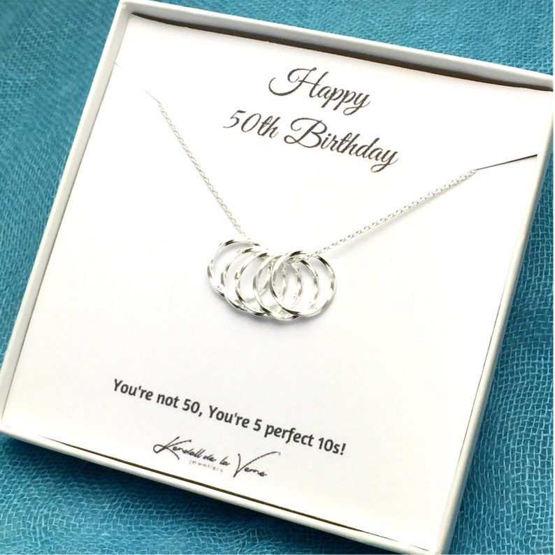 Grandma Mom Friend 50th Birthday Necklace Aunt Gift For Her Five Circles Necklace 50th Birthday Present Sister