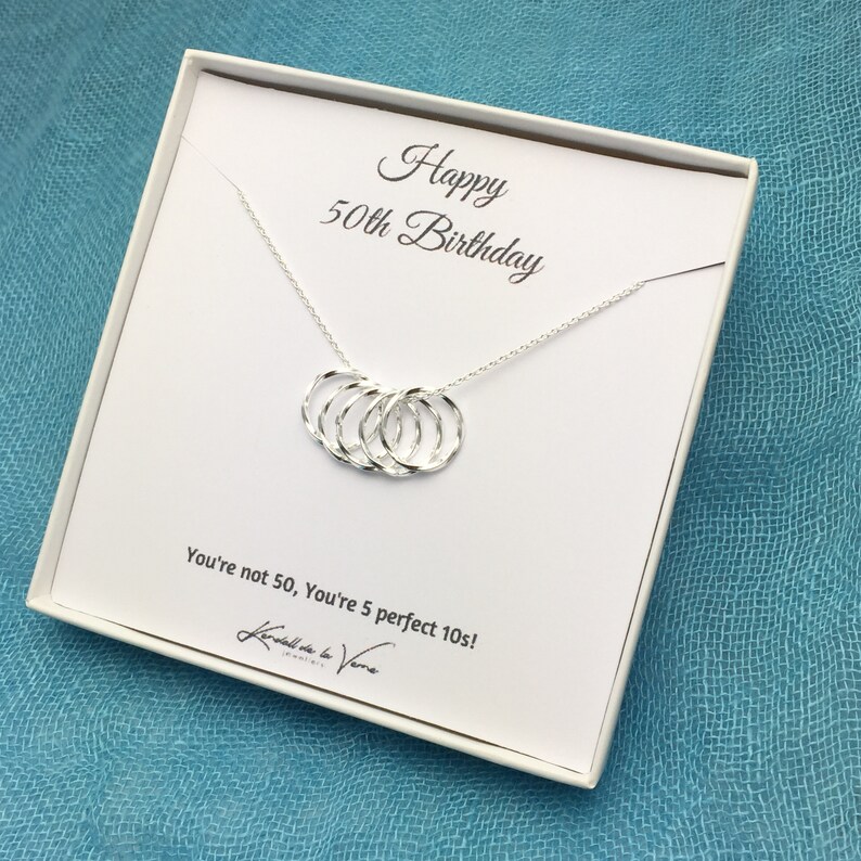 Grandma Mom Friend 50th Birthday Necklace Aunt Gift For Her Five Circles Necklace 50th Birthday Present Sister