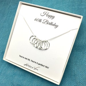 60th Birthday Necklace, Birthday Gift For Her, Sister, Mom, Grandma, Great Grandma, Aunt, Friend, Six Circles Necklace