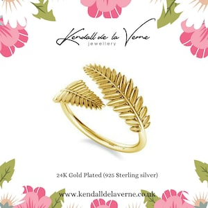Blattring aus Sterlingsilber, Individuell einstellbarer Ring aus 24k Gold