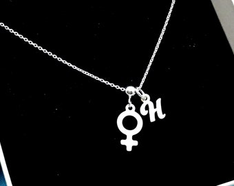 Sterling Silver Venus Symbol Necklace: Feminism Jewelry Gift