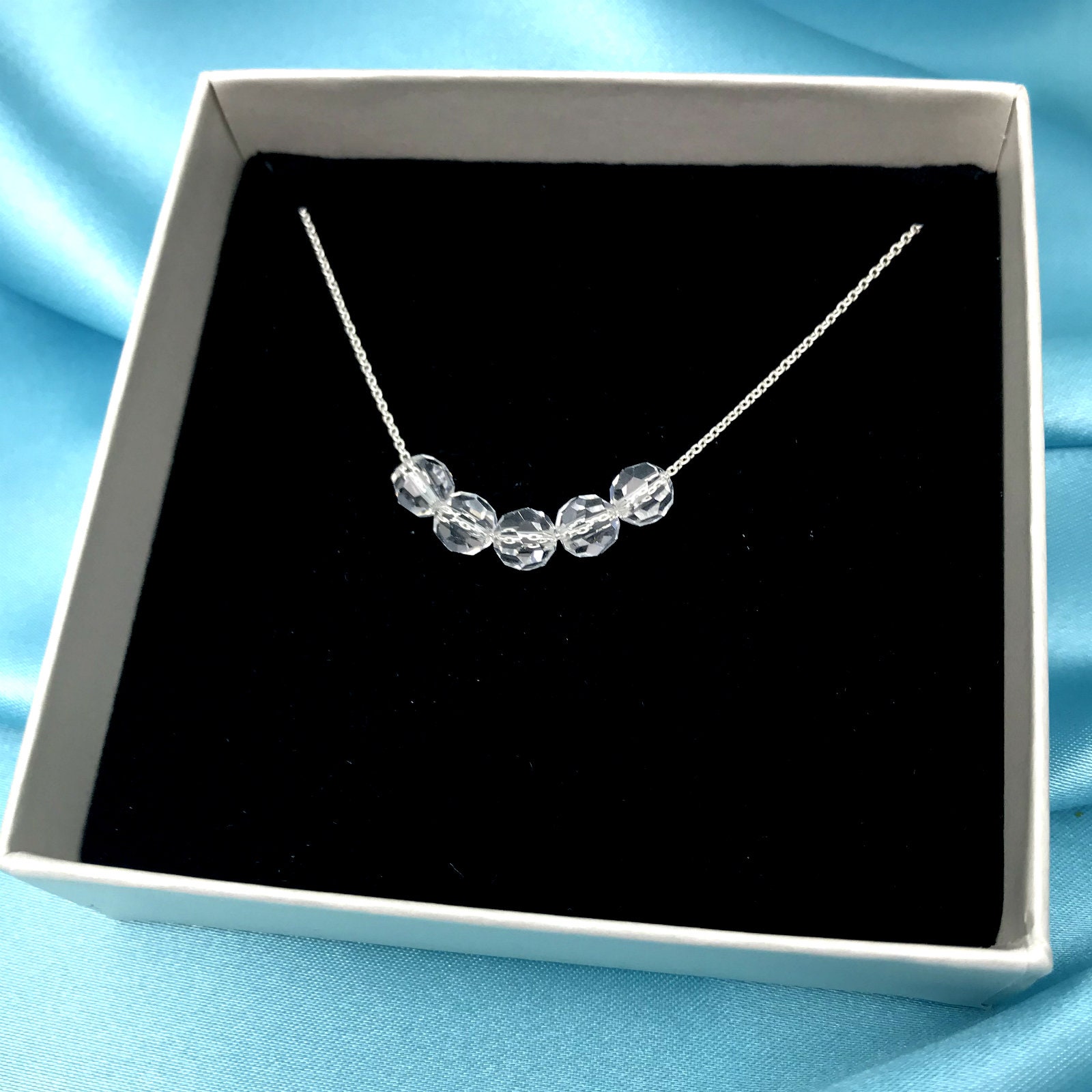Carrie Bradshaw Crystal Necklace Swarovski Crystal Beaded Necklace Sterling Silver Jewellery Birthday Anniversary Gift