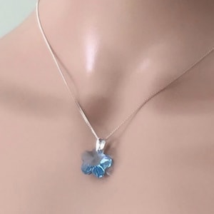 Forget Me Not Necklace, Remembrance Gift, Something Blue Bridal Gift, Dainty Sterling Silver Necklace, Blue Swarovski Crystal Necklace