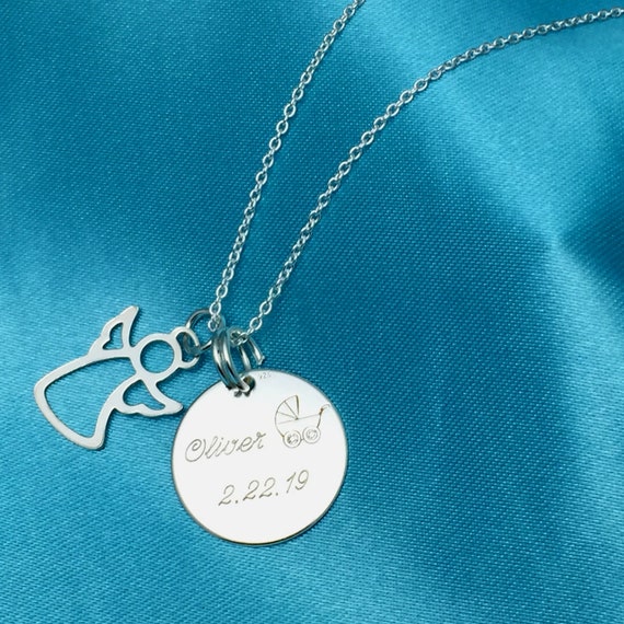 New Mum Necklace Engraved Angel 