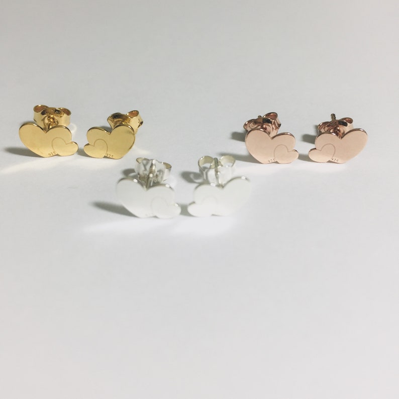 24K Gold Plated Earrings 18K Rose Gold Plated Ear Studs Sterling Silver Heart Studs Star Earrings