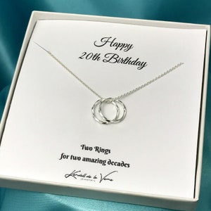 20. Geburtstag Halskette, Geburtstagsgeschenk, Geschenk für sie, Schwester Schmuck, Freund Halskette, Tochter Halskette, zwei Kreise Halskette