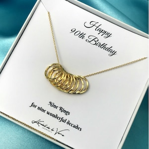 90th Birthday Necklace, Birthday Gift, Gift For Her Wife Grandmother Mother, Sister, Aunt  Friend, Gold Circles Necklace