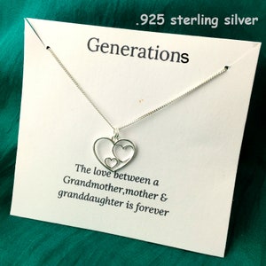 Generations Necklace, Grandma Necklace, Family Necklace, Daughter Necklace, Mom Necklace, Sterling Silver Heart Necklace