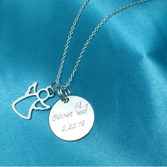 Dates Godmother Christening Gift Engraved 15mm Disc Initial Necklace Name