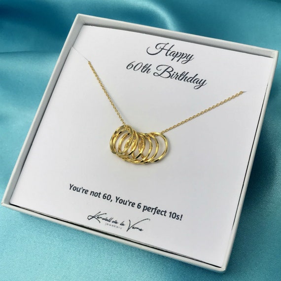 60th Birthday Necklace, Gold Circle Necklace, Anniversary Gift For Her, Girlfriend Wife Bridesmaid Bestfriend Aunt Mom Sister Gift