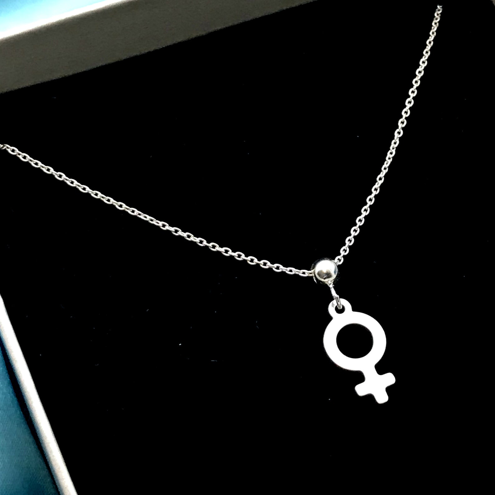 Female Symbol Necklace Venus Symbol Necklace Sterling Silver Etsy UK