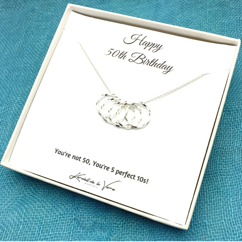Grandma Mom Friend 50th Birthday Necklace Aunt Gift For Her Five Circles Necklace 50th Birthday Present Sister