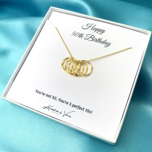 Collier du 50e anniversaire, cadeau d’anniversaire pour elle, collier cercle d’or, cadeau d’anniversaire femme Bestfriend tante Maman Sister Collier