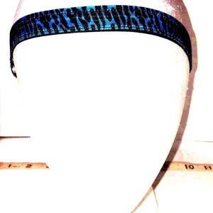 Cochlear Implant Hearing Aid Adjustable Headband Blue Leopard
