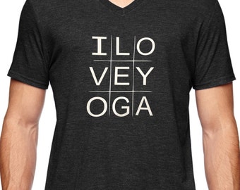 I LOVE YOGA Unisex yoga activewear tee  Style 415- V-Neck