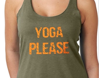 YOGA PLEASE - Ladies yoga activewear racer back Style 673 tank with small Logo