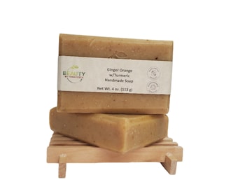 Ginger Orange with Turmeric Handmade Soap , 100% All Natural Ingredients, Artisan Made Handcrafted Moisturizing Bar Soap for Men and Women