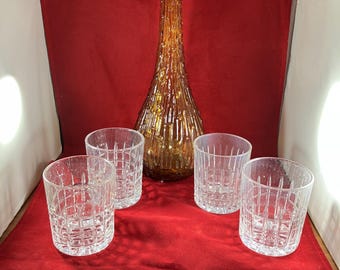 Old Fashioned Whiskey Clear Glasses Set of 4 Vintage