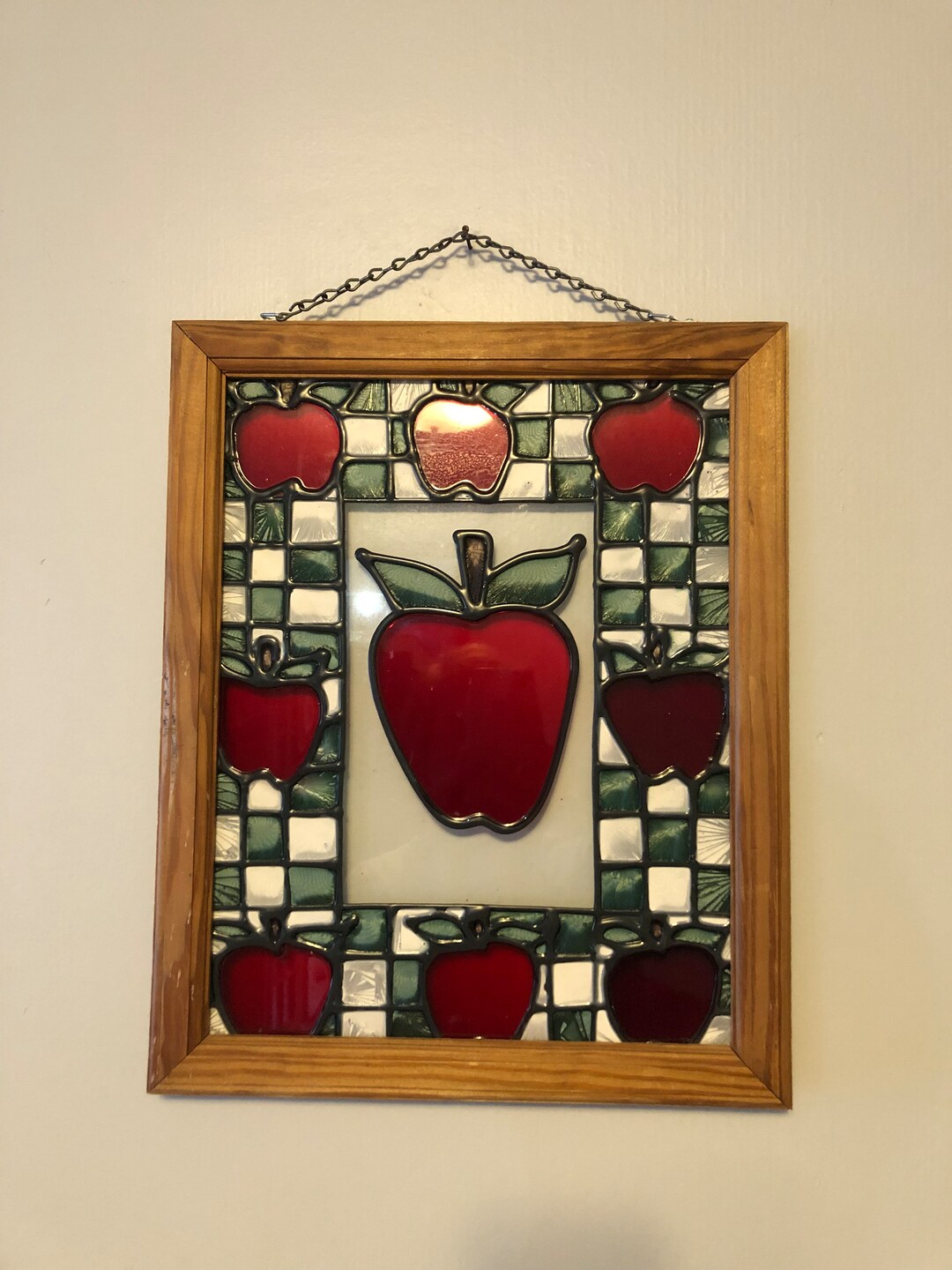Framed Stained Glass Apples Wall Decor Wall Art Etsy