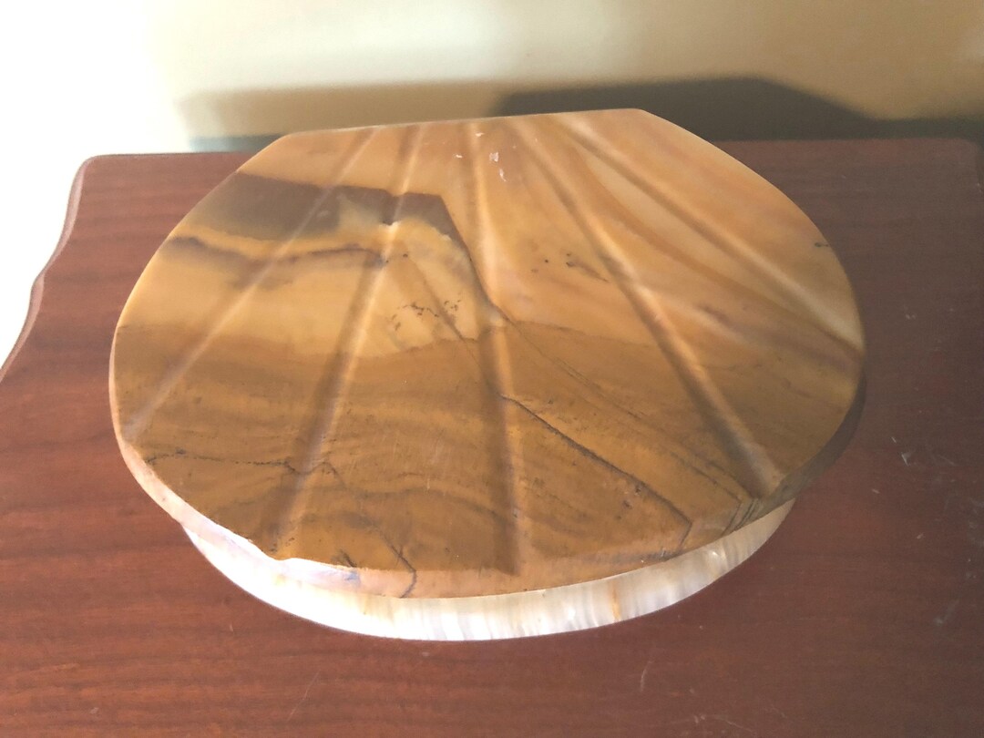Alabaster Marble Shell Shaped Trinket Box Rare Vintage - Etsy