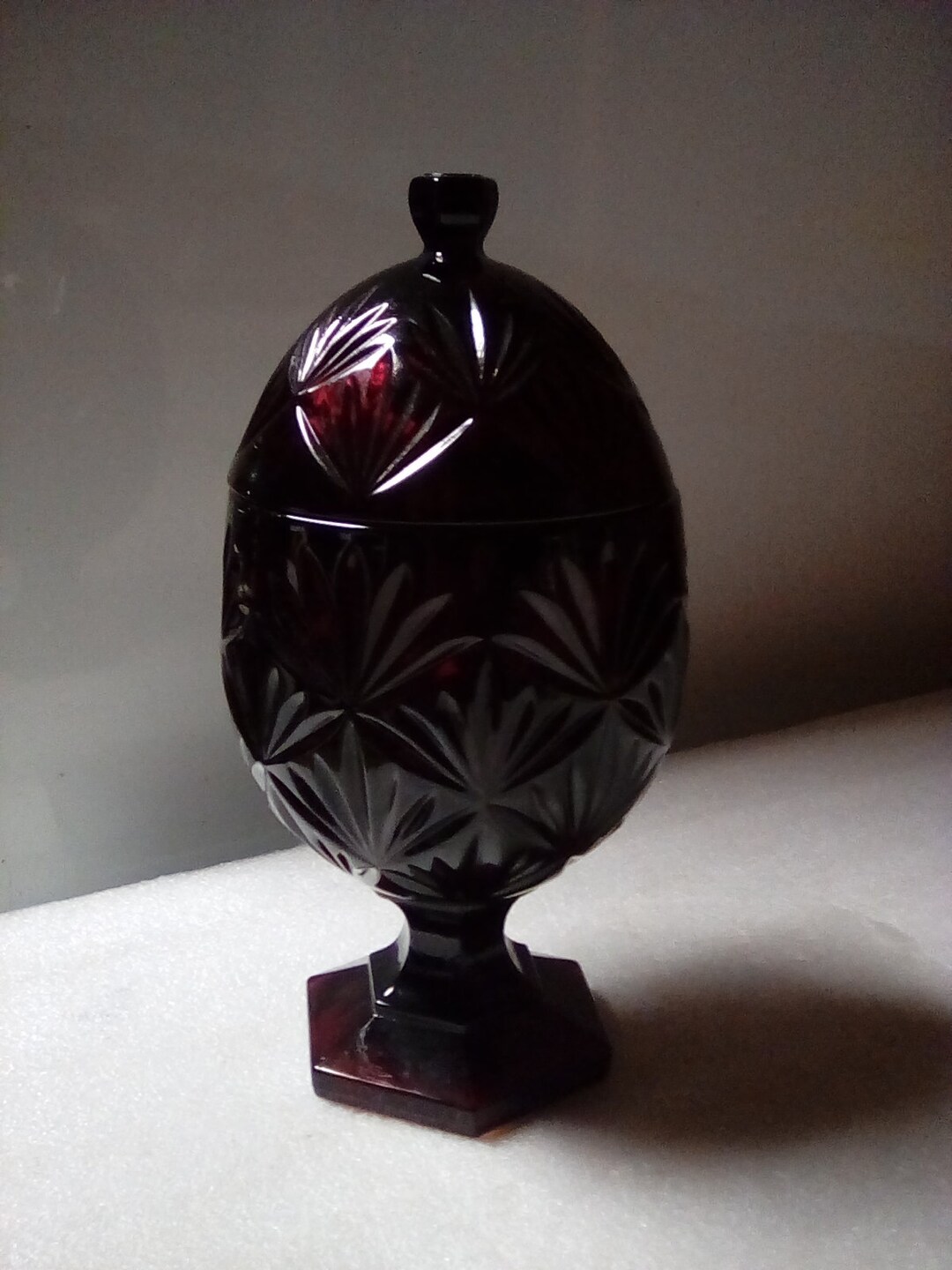 Vintage Ruby Red Egg Shaped Candy Dish French Etsy