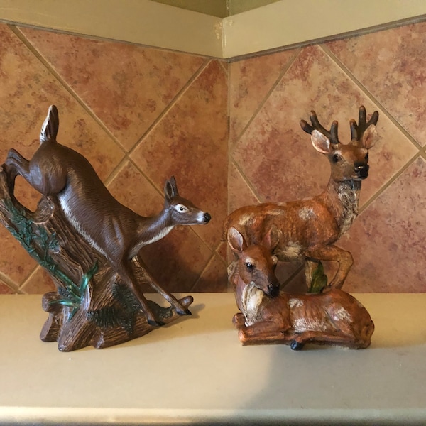 Vintage Deer Buck and Doe Figurines Statues