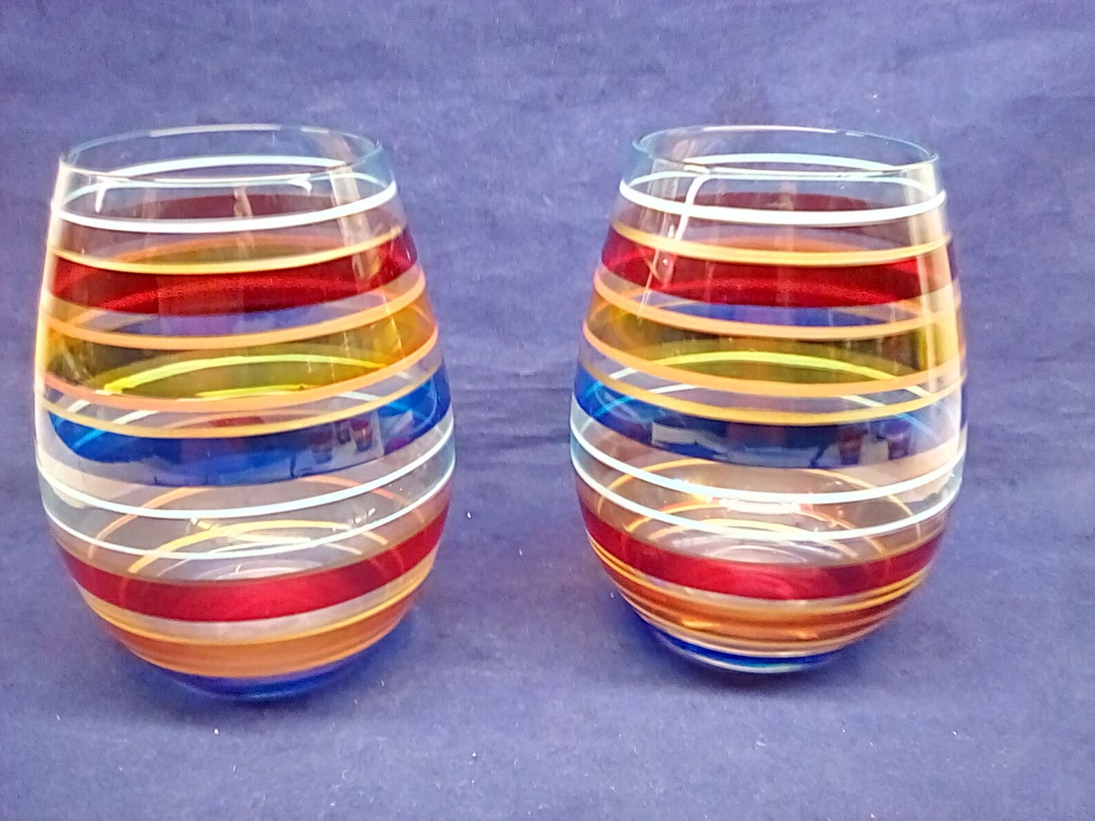 Vintage Libbey 16 ounce Striped Tumblers Set of 5 Etsy