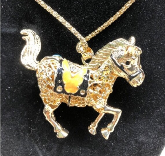 Multicolored Rhinestones Horse Necklace - image 2
